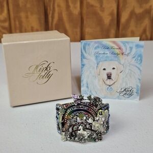 Kirk's Folly Best Friends Rainbow Bridge Cuff Bracelet Hinged Silver Tone NEW